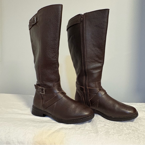 Clark’s Brown Leather Women’s Riding Boots Wide Calf - Picture 8 of 9